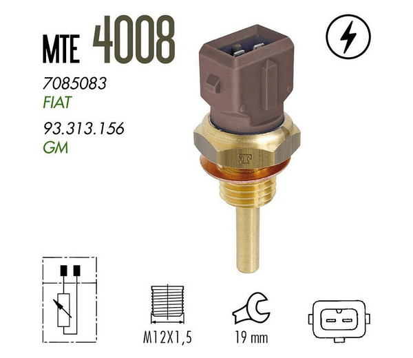Sensor de Temperatura D'água Chevrolet Corsa Meriva Montana Fiat Doblo Idea Palio Punto Siena Stilo Strada MTE4008